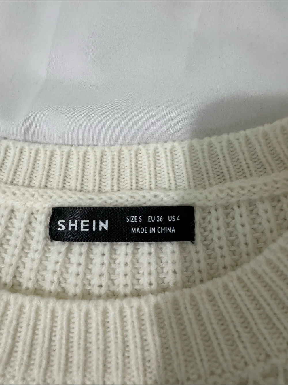 SHEIN Cream and Brown Striped Crewneck Acrylic Sweater, Women’s Small